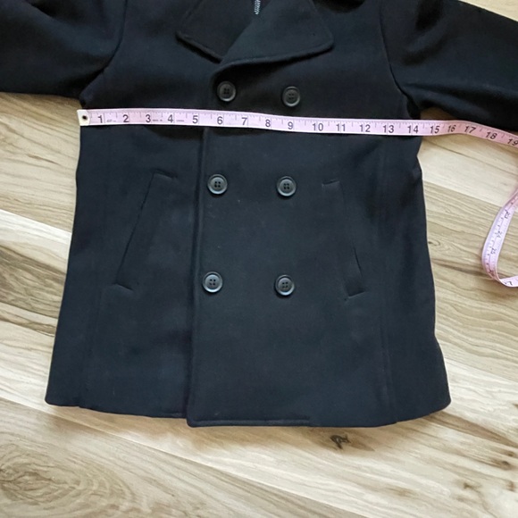 Double Breasted Black Wool Jacket Winterweight Full Lined Zipper & Snap … - Picture 2 of 13